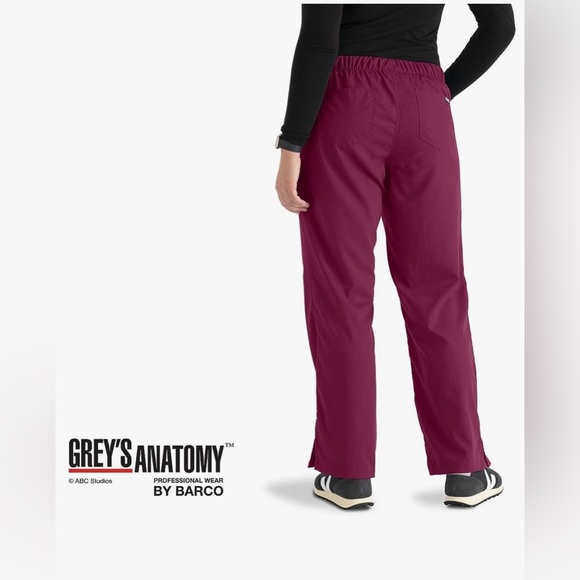 Grey’s Anatomy by Barco Wine XS Riley Set. Mock wrap V-Neck Scrubs Top & Pants - Picture 5 of 13